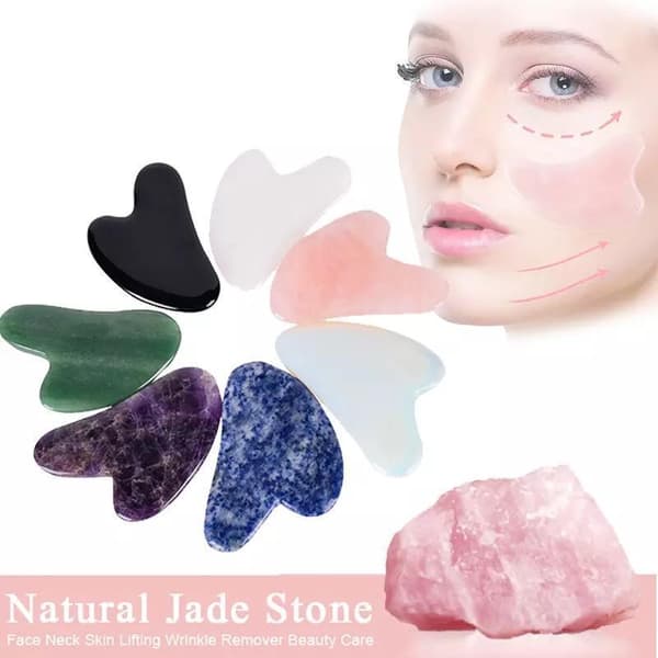 Naturlig Gua Sha Jade Rose Quartz Stone Face Board Tool - Hvit