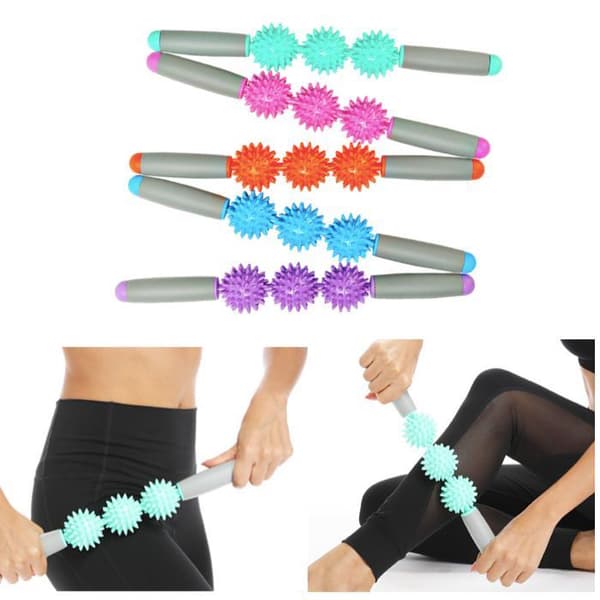 Gym 3 Point Spiky Ball Muskel Massasje Roller Yoga Stick Body Grønn
