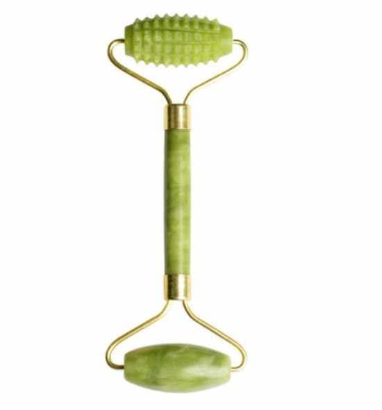 Gua Sha Skraber + Jade Roller Stor Taggig - Grøn