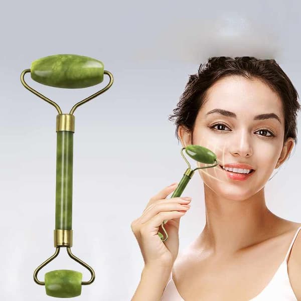 Gua Sha-skraber + jaderulle - hvid