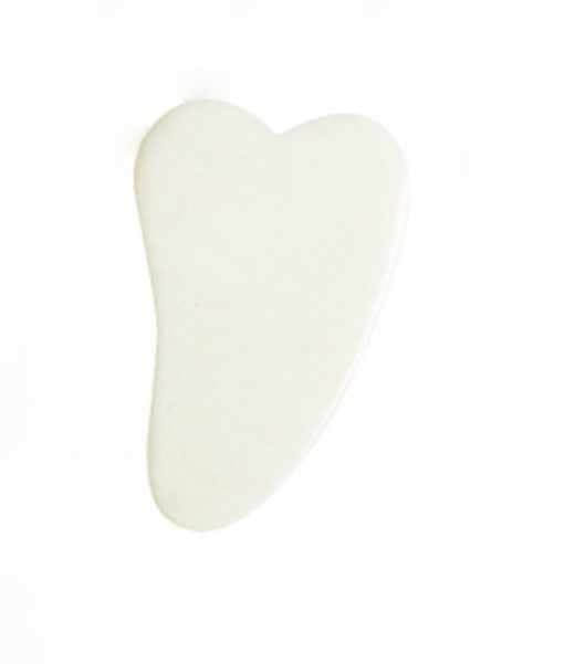 Gua Sha-skraber + jaderulle - hvid