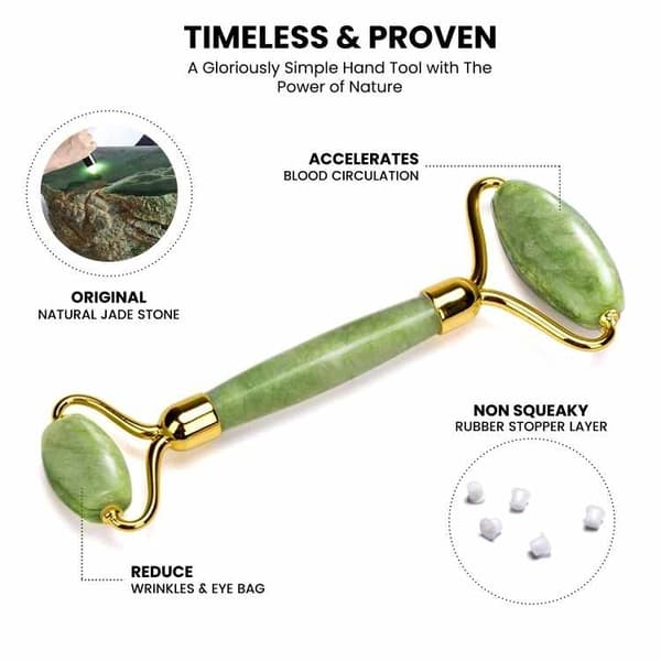 Gua Sha Skraber + Jade Roller Large - Grøn
