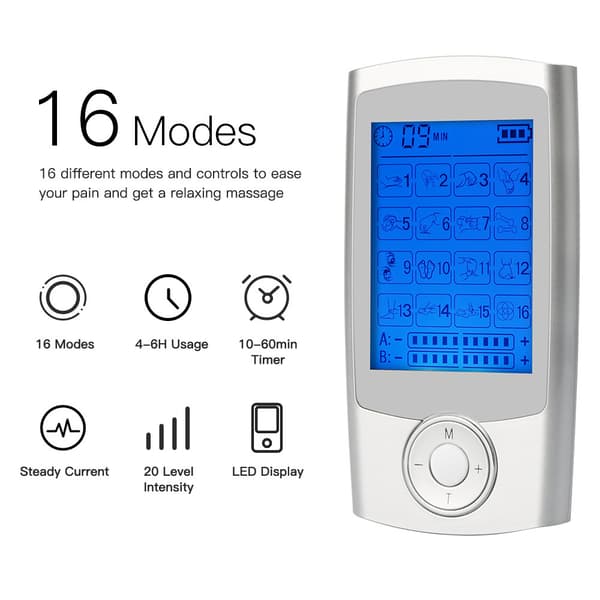 TENS-enhet EMS muskelstimulator med 16 massasjemoduser