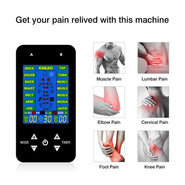 INF TENS muskelstimulator med 15 massasjemoduser Sort