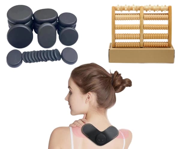 Relax Package - Hot Stone + Electric Neck Massager + Foot Massage Wood