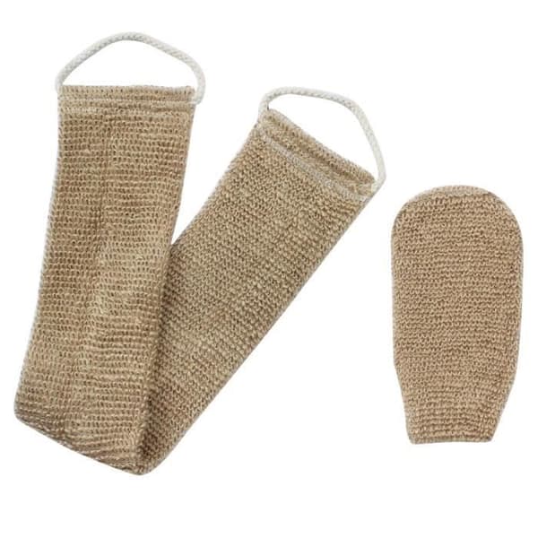 Ryggtvättrem, exfolierande handske hästhårsrem, naturlig hampa exfolierande ryggremsa för ryggkroppsbad Dusch Män Kvinnor