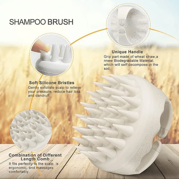 Blød hovedbundsmassage - Wheat + Silikone White Tool