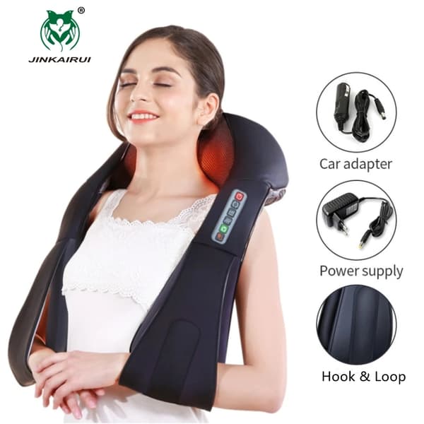 Elektrisk Massager, Shiatsu Knetmassage, Dobbelt Brug, P2-H-6 (Sort), EU-stik