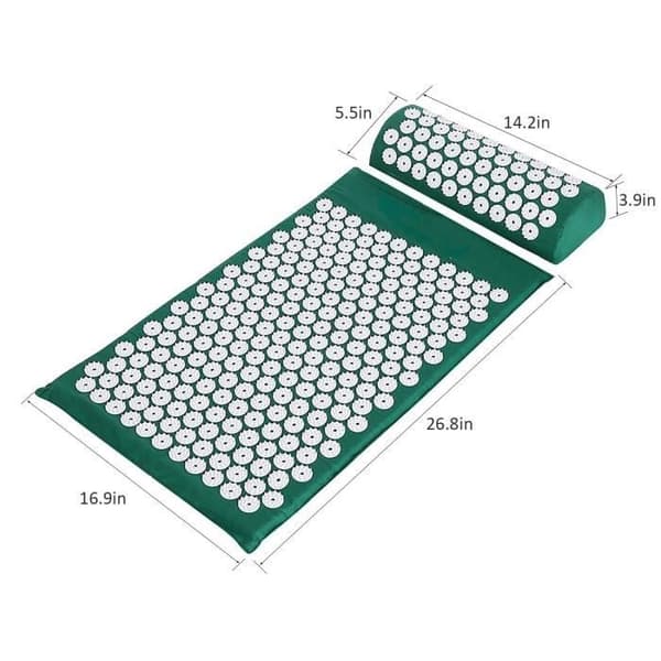 Akupressur Kit Mat Massagekudde Akupunkturkudde för Yoga Behandling av smärta Spänning Mörkgrön 68×42×2,5 cm