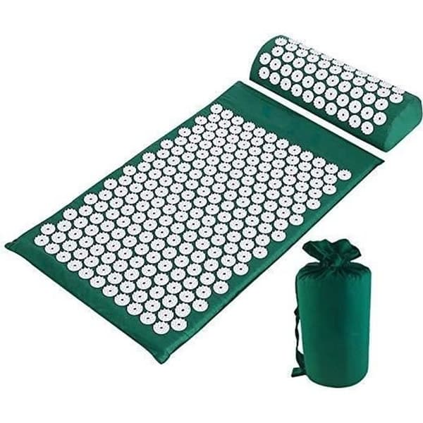 Akupressur Kit Mat Massagekudde Akupunkturkudde för Yoga Behandling av smärta Spänning Mörkgrön 68×42×2,5 cm