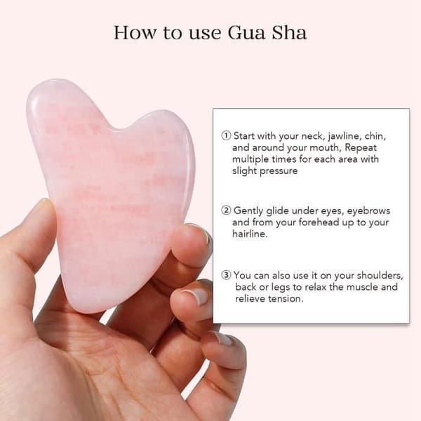 Jade Roller, Ansiktsmassager i Jade, Gua Sha Grattare för Ansiktet, 100% Naturlig Rosenkvarts Jade Roller (Rosa)