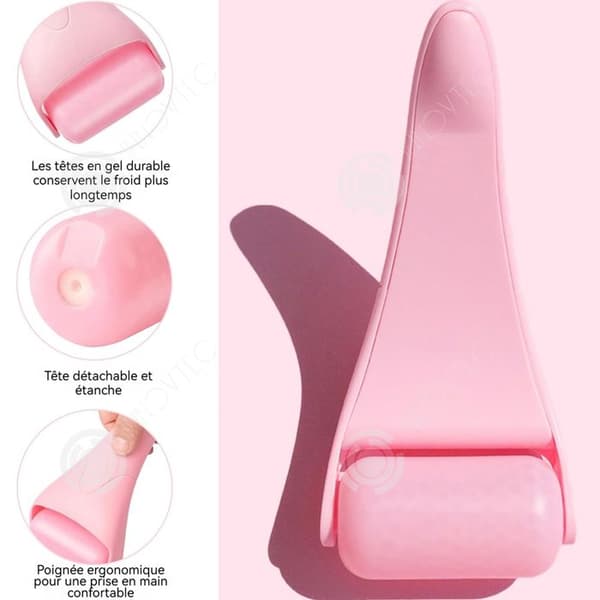 INN Manuell Ice Facial Massager Rosa Kosmetisk Rolling Massage Facial Ice Face Roller för ansiktsmassage och minska svullnad