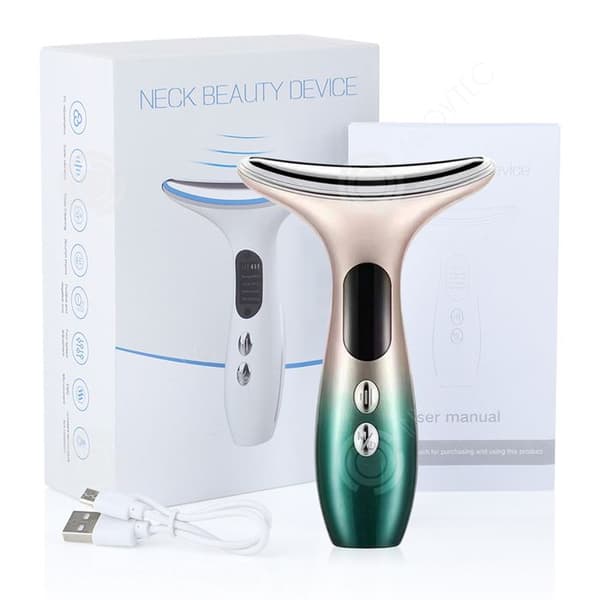 INN Elektriska Massörer 3 i 1 ansiktsmassör 14 x9 x3.8CM Dubbelhaka Anti-age Massageapparat Vit