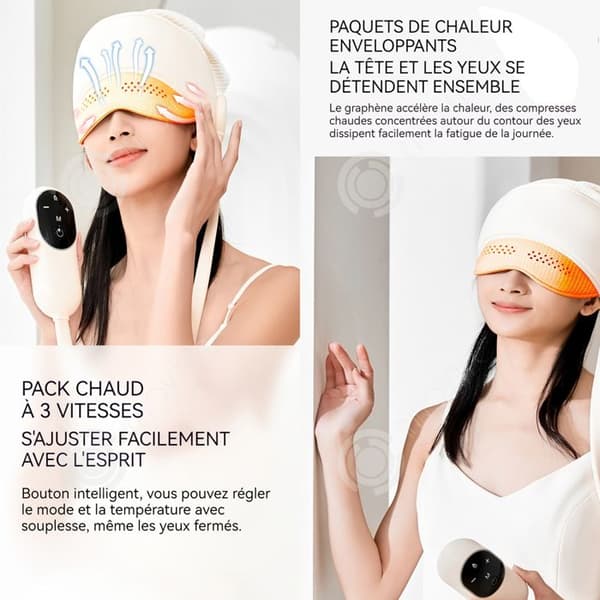 INN Head Massager 2000mAh elektrisk manuell massageteknik Lågbrusdesign Wraparound Värmefunktion Vit