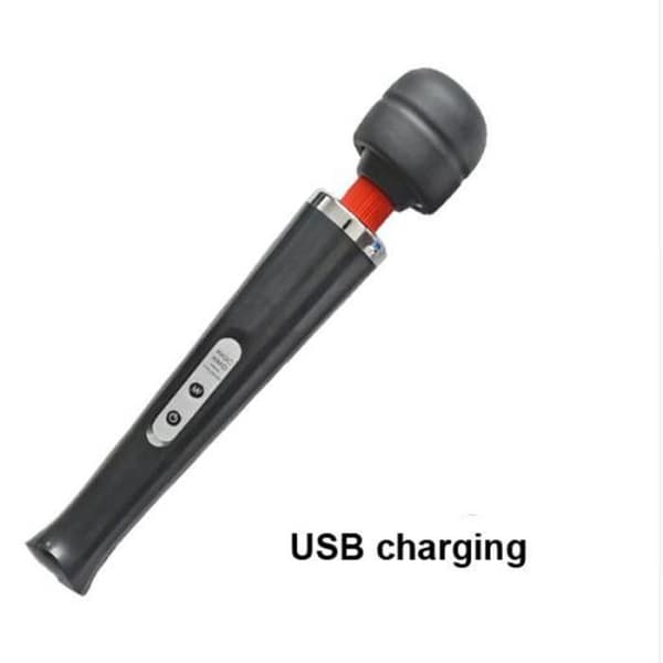 10 hastigheter Ny Vibrabor Magic Wand Massager Big Magic AV Massage Stick Vibratorer Sexleksak - Typ USB Laddning Svart