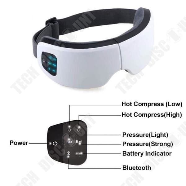 TD® Eye Massager Sömnenhet Trådlös elektrisk mask Massage Musik USB-litium Bluetooth-högtalare Fällbar 180°