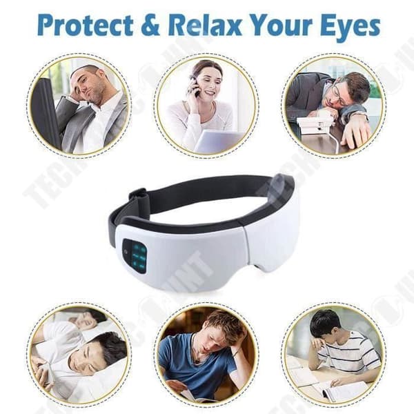 TD® Eye Massager Sömnenhet Trådlös elektrisk mask Massage Musik USB-litium Bluetooth-högtalare Fällbar 180°