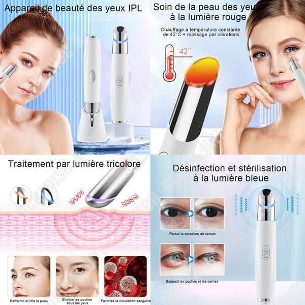 TD® 42℃ Uppvärmd anti-rynkor anti-aging ögonmassageapparat med högfrekventa vibrationer Tar bort rynkor mörka ringar-föryngrar