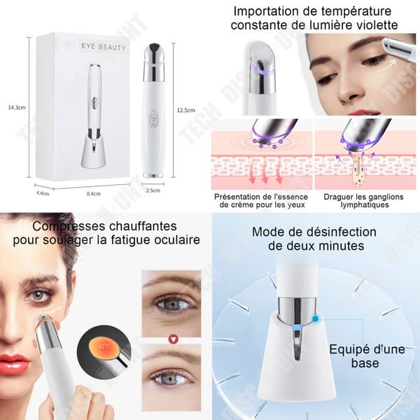 TD® 42℃ Uppvärmd anti-rynkor anti-aging ögonmassageapparat med högfrekventa vibrationer Tar bort rynkor mörka ringar-föryngrar