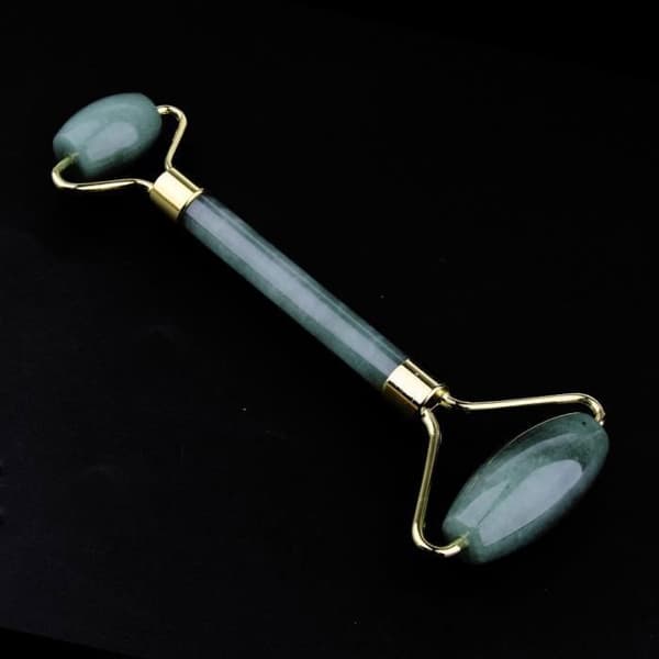 Jade Stone ansiktsmassageapparat med dubbel roller ansiktsmassager Grön
