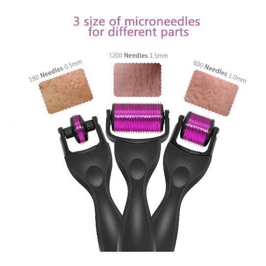 Dermaroller, Microneedle Derma Roller, iFanze Micro Needle Roller, anti aging 3 i 1 0,5 mm 180 + 1,5 mm 1200 + 1,0 mm 600