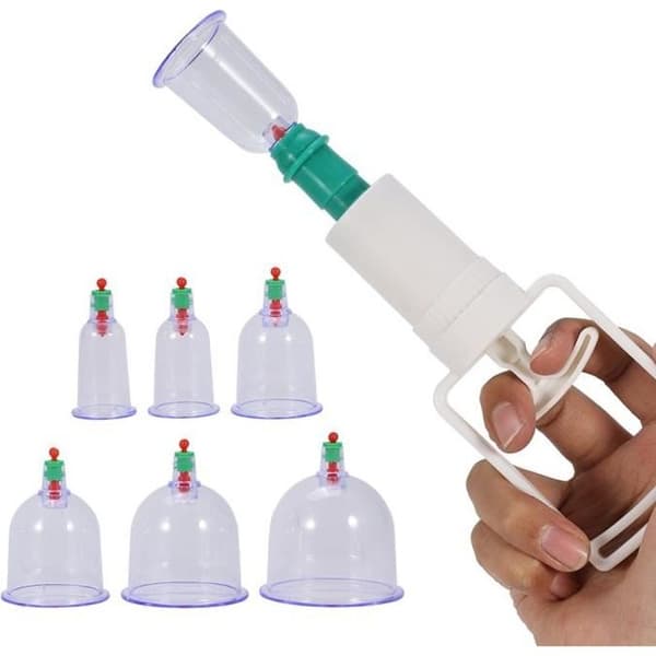 Set för terapi med koppar - Cupping Cups - Kinesisk massage - 12 koppar - Medicinsk sugpistol