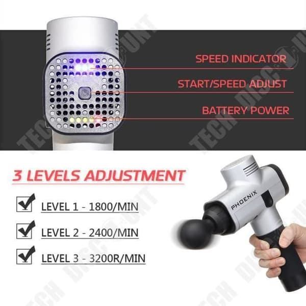 TD® 4-Head Electronic Therapy Kroppsmassagepistol AC220V Uppladdningsbar tvåskotts platt+box Inget brus