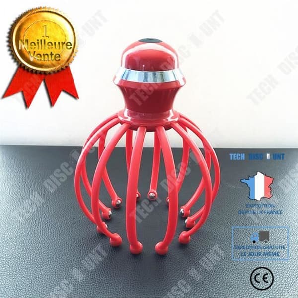 TD® Electric Claw Head Massager Stressrelief Håravfallsterapi Hårbottenmassage Röd