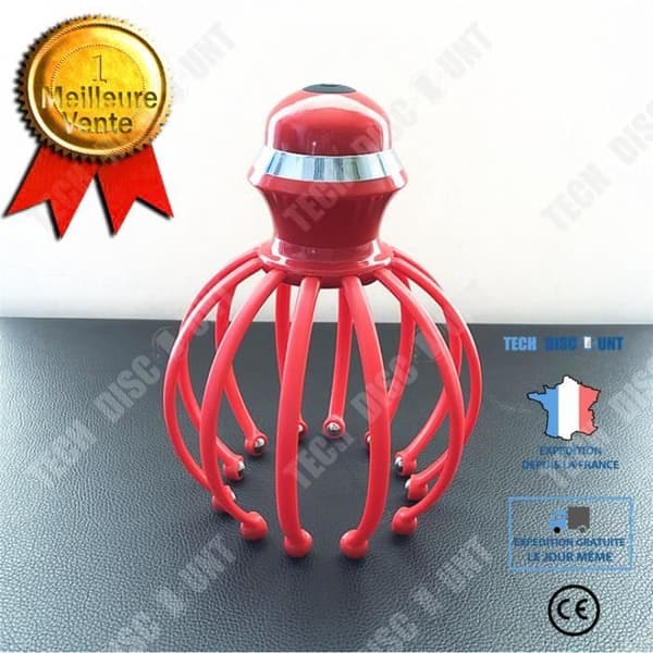 TD® Electric Claw Head Massager Stressrelief Håravfallsterapi Hårbottenmassage Röd
