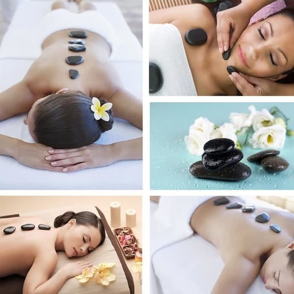 NEUFU 16st Massage varma stenar basalt SPA terapi + värmelåda