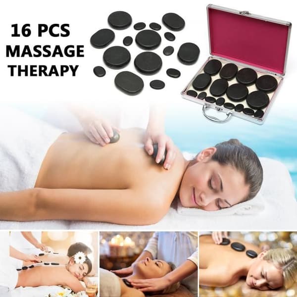 NEUFU 16st Massage varma stenar basalt SPA terapi + värmelåda