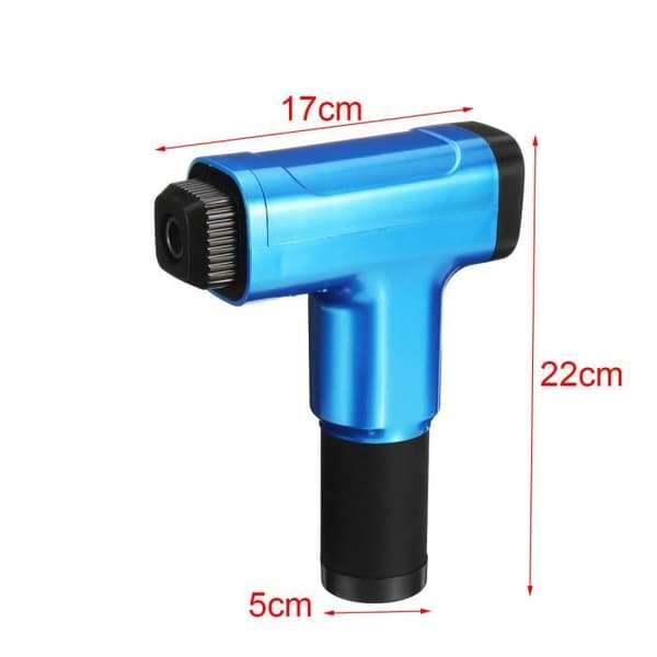 Slagverk Massage Gun Therapy Gears Muscle Relax Deep Tissue Massager 6 Head BLÅ