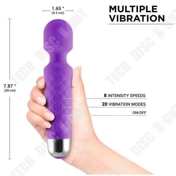 TD® vattentät, uppladdningsbar kroppsmassagerstav Handhållen massageapparat med 8 kraftfulla vibrationshastigheter och 20 lägen