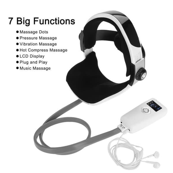 Elektrisk huvudmassageapparat, multifunktionellt massageheadset med lugnande musik och tryckvibrationsheadset