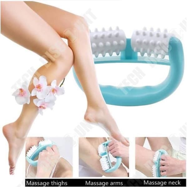 TD® Plast Manuell Massager Dubbla hjul Massage Roller Massager Runda Handtag Massager