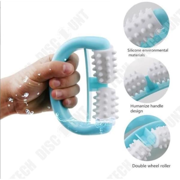 TD® Plast Manuell Massager Dubbla hjul Massage Roller Massager Runda Handtag Massager