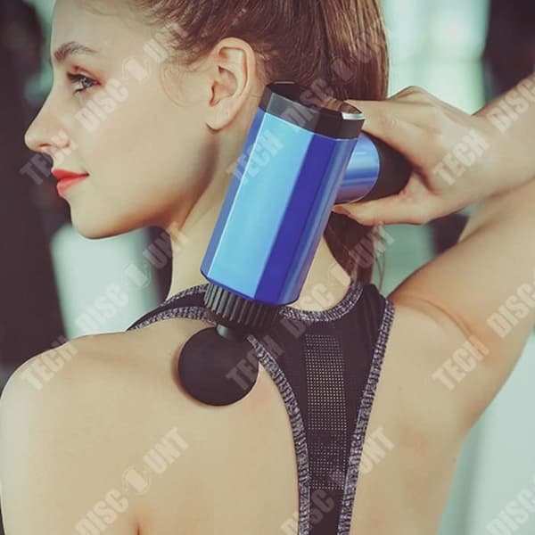 Fascia Massagepistol - TECH DISCOUNT - 6 Huvuden - Litiumbatteri - Blå