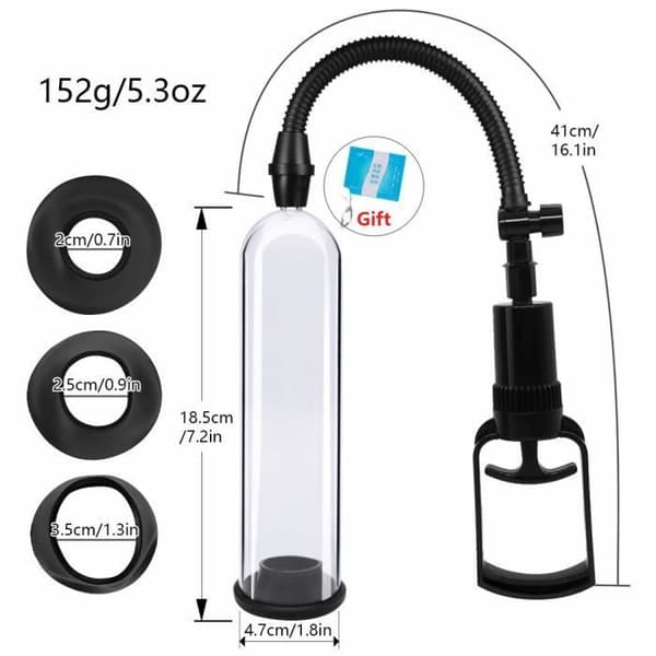 18 cm pumpmanuell penispump, sexleksaker för penisförstoring, vakuumpump för förbättring