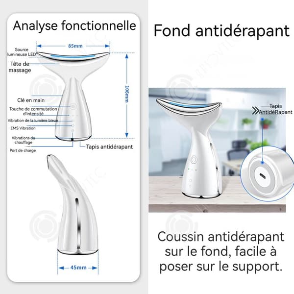 INN Apparats Anti-Förfina Ansikte Hals 3 Lägen 3 Ljus Lifting Uppstramande Ansiktsmassage EMS med mikrokurser Skönhetsapparat