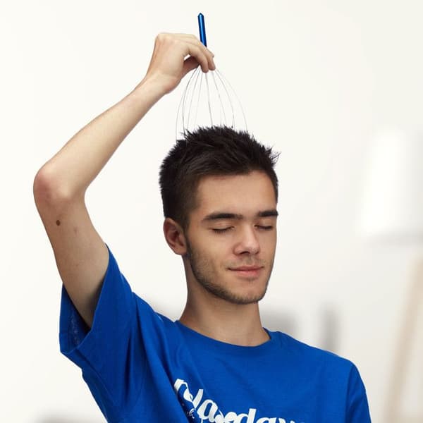 Relaxdays Huvudmassageapparat 12 grenar, hårbottenmassageapparat, metall spindel, blå