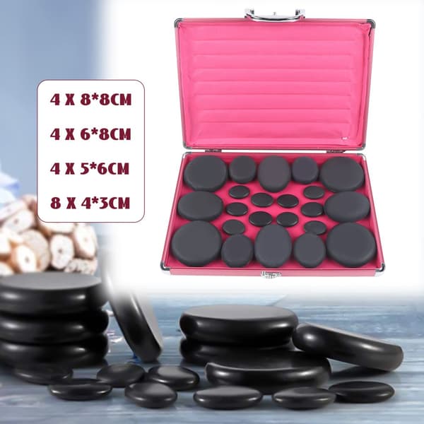 Hot Stones Massage Set, 20 stycken basaltstenar, justerbart temperaturintervall, lättanvänd värmelåda