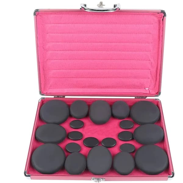 Hot Stone Massage Set, 20 Delar, Flera Uppvärmningsmetoder,Svart