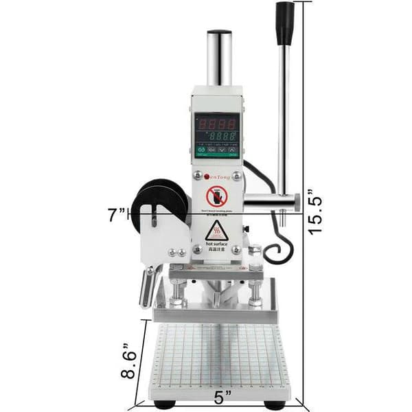 150W 0-280°C 5x7cm manuell digital varmstämplingsmaskin för olika material, justerbar temperatur/höjd, exakt positionering, lättanvänd