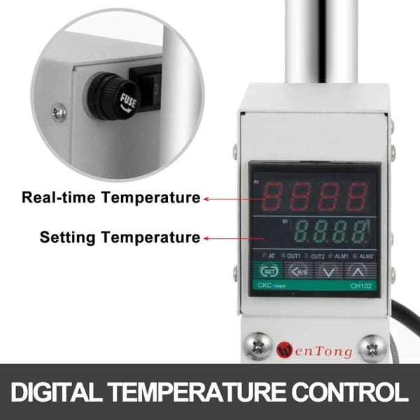 150W 0-280°C 5x7cm manuell digital varmstämplingsmaskin för olika material, justerbar temperatur/höjd, exakt positionering, lättanvänd