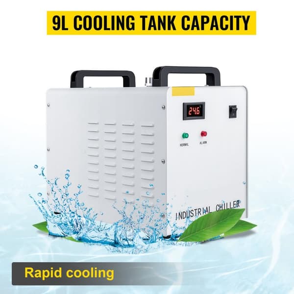 50W/°C 10L/min 9L kapacitet Industriell vattenkylare med effektiv kylfläkt och exakt termostat, flera larmfunktioner