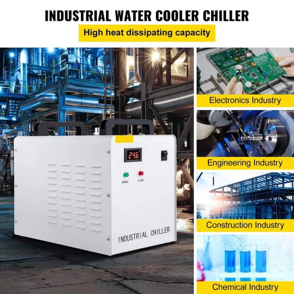 50W/°C 10L/min 9L kapacitet Industriell vattenkylare med effektiv kylfläkt och exakt termostat, flera larmfunktioner