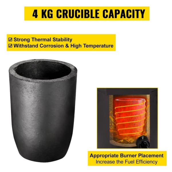 4Kg kopparkapacitet 1350°C professionell propanmetallsmältugn, snabb/effektiv uppvärmning, utmärkt värmeisolering, hög säkerhet, kompletta tillbehör