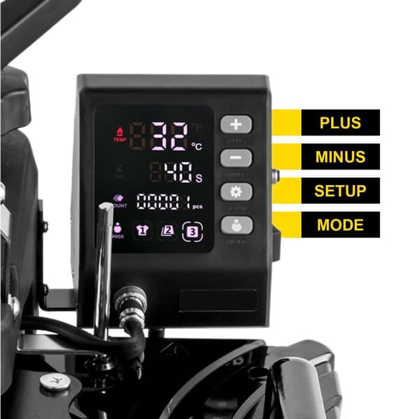 1000W 38X29cm 6 i 1 värmepressmaskin med skopress, digital display, dubbelrörsvärme, säker/anti- skållning, ergonomiskt handtag, kompletta tillbehör