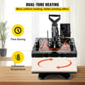 Miniatyrbild 5 av 11: 30 X 38 cm 10 i 1 värmepressmaskin med LCD digital display, dubbelrörsvärme, effektiv isolering, justerbart tryck, 360° svängning