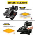 Miniatyrbild 7 av 11: 30 X 38 cm 10 i 1 värmepressmaskin med LCD digital display, dubbelrörsvärme, effektiv isolering, justerbart tryck, 360° svängning